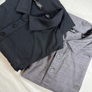 Travis Mathew Men's Medium * Lot of 2 "Heater" Performance Polo * Gray * Black